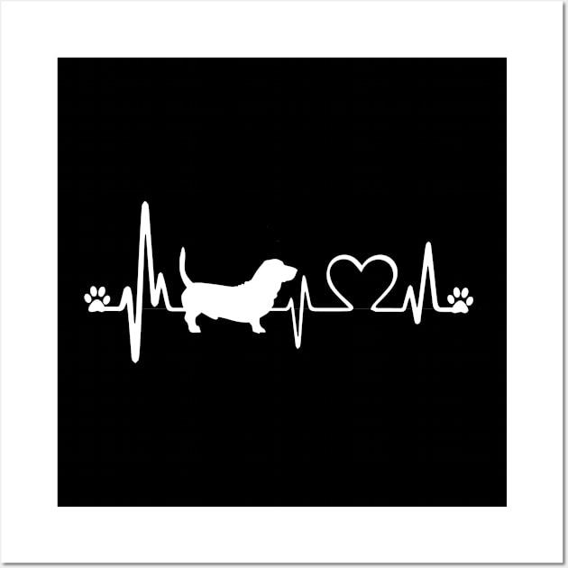 Basset Hound Dog Heartbeat Great for Basset Hound Dog Lover Wall Art by BamBam